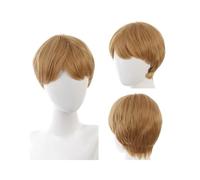 Perruques courtes bouclées de 10 cm for hommes, cheveux naturels duveteux for hommes, fibres synthétiques résistantes à la chaleur for bonnet de perruque quotidien Hairline Fine(Blonde)
