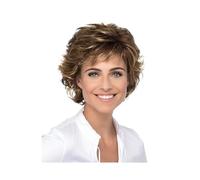 Perruques courtes bouclées grises de 30 cm, perruques synthétiques naturelles bouclées et superposées, perruques de costume d'Halloween for femmes(Brown blonde)