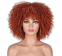 Perruques courtes bouclées pour femmes noires de 25,4 cm, perruque afro crépue bouclée avec frange en fibre synthétique pleine perruque A
