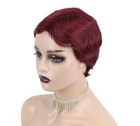 Perruques courtes bouclées pour femmes, perruques cheveux humains ondulés courts 6 pouces, perruques Pixie sans colle, perruques entièrement fabriquées à la machine pour les jeux de rôle des femmes(Wi