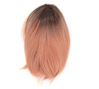 Perruques courtes cheveux synthétiques rose naturel Cosplay femmes perruques fibre résistante à la chaleur avec frange d'air perruque courte Bob rose pour les fêtes Halloween