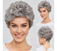 Perruques courtes coupe Pixie blondes claires mélangées blanc cassé pour femmes avec frange, texture semblable à des cheveux humains, cheveux naturels superposés - 10 pouces - 180% - SS9007