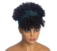 Perruques Courtes Crépues Bou s Pour Femmes Noires, Boucles Afro Blondes Avec Écharpe, Perruque De Cosplay Naturelle Bou Synthétiques