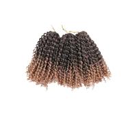 Perruques courtes de 20 cm, 3 mèches de cheveux crépus bouclés au crochet for femmes noires, perruque tressée bou Installation et enlèvement faciles(Brown blonde)