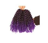 Perruques courtes de 20 cm, 3 mèches de cheveux crépus bouclés au crochet for femmes noires, perruque tressée bou Installation et enlèvement faciles(Purple)