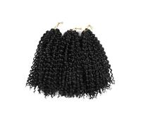 Perruques courtes de 20 cm, 3 mèches de cheveux crépus bouclés au crochet for femmes noires, perruque tressée bou Installation et enlèvement faciles(Black)