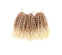 Perruques courtes de 20 cm, 3 mèches de cheveux crépus bouclés au crochet for femmes noires, perruque tressée bou Installation et enlèvement faciles(Light brown blonde)