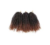 Perruques courtes de 20 cm, 3 mèches de cheveux crépus bouclés au crochet for femmes noires, perruque tressée bou Installation et enlèvement faciles(Drak brown blone)