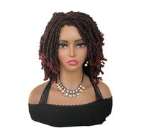 Perruques courtes dreadlocks de 15 cm for femmes et hommes noirs, perruques synthétiques tressées, dreadlocks afro twists Postiche Cheveux Femme(Tbug)