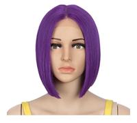 Perruques courtes et lisses en dentelle synthétique for femmes, perruques de cosplay en fibre résistante à la chaleur Postiche Cheveux Femme(PURPLE)