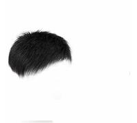 Perruques courtes noires naturelles pour hommes, perruques droites, postiches à clipser, perruques de remplacement pour le haut de la tête pour hommes-BF23-2