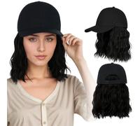 Perruques courtes noires pour femme 30 cm - Perruques bouclées et ondulées - Postiche longueur épaule