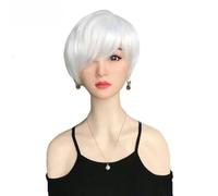Perruques courtes ondulées blanches argentées pour femmes, cheveux naturels synthétiques coupés, perruques de Cosplay en fibre résistante à la chaleur-ZY-205-1 pièce