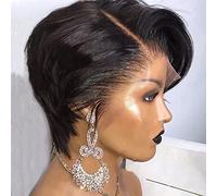 Perruques courtes Pixie pour femmes noires de cheveux humains coupe Pixie perruque 33 x 10 cm HD dentelle côté coupe pixie perruques courtes Bob perruques pré-épilées avec des cheveux de bébé