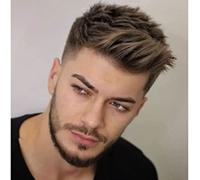 Perruques courtes pour homme - Brun mélangé blond - Pour Halloween, cosplay, fête costumée, perruque complète pour adultes