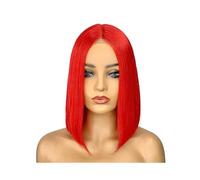Perruques courtes sans colle 13x4, perruques frontales en dentelle transparente, perruques Bob en cheveux humains for femmes noires, cheveux raides(Red,14inch)