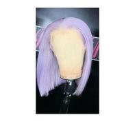Perruques Courtes Sans Colle 13x4, Perruques Frontales En Dentelle Transparente, Perruques Bob En Cheveux Humains For Femmes Noires, Cheveux Raides Postiche Cheveux Femme(Light Purle,16inch)