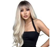 Perruques de 55,9 cm de long, bouclées, blond ombré avec racines foncées, pour femme, cheveux synthétiques naturels, perruque pour le quotidien, les fêtes, le cosplay