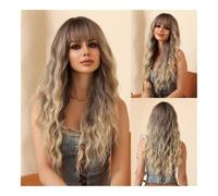 Perruques de cheveux Black to Blonde Waves Long Synthetic Wigs for Women with Bangs Natural Daily Cosplay Heat Resistant Hair