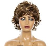 Perruques de cheveux blonds courts, perruques synthétiques coupées, perruques ondulées naturelles pour femmes, franges moelleuses, fibre résistante à la chaleur-111A-8 pouces-1 pièce