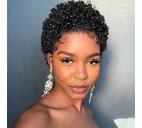 Perruques de cheveux bouclés courts perruques de cheveux vierges brésiliens perruques de cheveux bouclés africains femmes noires 150% densité Pixie cut perruque de cheveux bouclés
