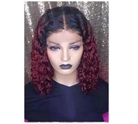 Perruques de cheveux brésiliens profondément bouclés Perruques de cheveux Couleur noire naturelle Dentelle brésilienne Partie avant Transparent T dentelle Mettre en évidence Perruques de che