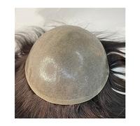 Perruques de cheveux chignon pour homme avec nœud invisible de 0,12 à 0,14 mm, base en polyuréthane, densité de 110 %, système de remplacement de cheveux humains, #4 pour homme (raides, 15,2 x 22,9