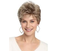 Perruques de cheveux dorés pour femme, cheveux courts et duveteux, avec frange oblique, blond, perruque de cheveux naturels pour un usage quotidien, convient pour les filles d'âge moyen et les femmes