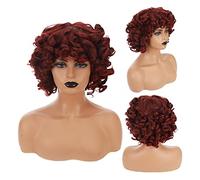 Perruques de cheveux HOUYAN Cheveux courts bouclés synthétiques noir femelle perruque brune noire perruque africaine avec frange accessoires de cheveux féminins naturels Perruque pour femme (Color :