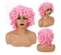Perruques de cheveux HOUYAN Cheveux courts bouclés synthétiques noir femelle perruque brune noire perruque africaine avec frange accessoires de cheveux féminins naturels Perruque pour femme (Color :