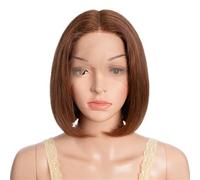 Perruques de cheveux humains avant de lacet Bob droit court coloré 13x1 T for les femmes sans colle brésilienne Remy perruques de cheveux(Brown,10 inch)