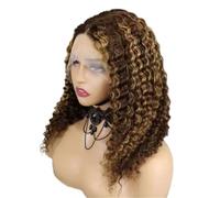 Perruques de cheveux humains Bob humides et ondulés à reflets 4/27, perruque bou profonde avant en dentelle HD 13x4 for femmes, densité 200(10inch)