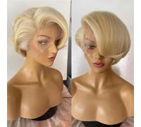 Perruques de cheveux humains coupe lutin blonde pour femmes brésiliennes sans colle 613 HD dentelle courte perruque de cheveux humains os droit pré plumé perruque-T partie dentelle perruques-longueu