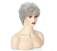 Perruques de cheveux humains courtes de 6 pouces for femmes, usage quotidien, style Pixie, adaptées à la perte de cheveux et au changement de mode(Light Grey)