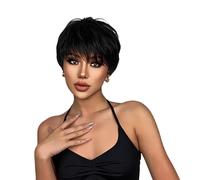 Perruques de cheveux humains courts pour femme, perruque courte coupe Pixie style charmant perruque courte et droite pour femme, coupe garçon, perruque de cheveux naturels pour un usage quotidien