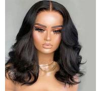 Perruques de cheveux humains en dentelle frontale HD ondulées courtes de densité 180 ° pour femmes, perruques brésiliennes 13x4 Body Wave Lace Frontal Wigs-8 pouces-150%-13x4 Lace Wig