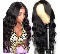 Perruques de cheveux humains ondulés 33 x 10 x 2,5 cm avec raie en T moyenne pré-épilée nœuds décolorés brésiliens véritables indiens épais haute destin raie moyenne sans colle 33 x 10 x 2,5 cm