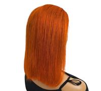 Perruques de cheveux humains Orange Bob Lace Front, 13x4 HD, cheveux courts et lisses transparents, naissance des cheveux naturelle for femmes noires, densité 180(14inch)