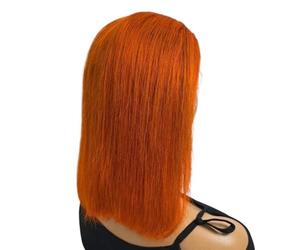 Perruques de cheveux humains Orange Bob Lace Front, 13x4 HD, cheveux courts et lisses transparents, naissance des cheveux naturelle for femmes noires, densité 180(8 inch)