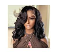 Perruques de cheveux Perruque Bob Body Wave, perruques en cheveux humains avec dentelle frontale 13×4 for femmes, courtes ondulées raie latérale(14 inches)