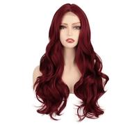 Perruques de cheveux Perruque Caps Lace Front perruques for femmes longue vin rouge dentelle avant perruque for les femmes parties moyennes longue ondulée perruque de cheveux humains avec dentelle ava