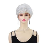 Perruques de cheveux Perruque Courte Bou Blanc Pur For Femmes, Cheveux Courts À Texture Moelleuse Naturelle, De Tempérament Élégant Au Quotidien