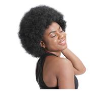 Perruques de cheveux Perruque de cheveux bouclés courts rétro moelleux, couverture complète la tête for femmes, style personnalisé(Noir)