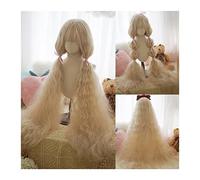 Perruques de cheveux perruque de cheveux synthétiques super longue, perruque bouclée de maïs de 120 cm avec frange, perruque de cosplay princesse lolita résistante à la chaleur naturelle, perruque d