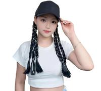Perruques de cheveux synthétiques avec bonnet réglable boucles tressées noires naturelles pour femmes légères et respirantes blingbling fibres courtes tressées casquette de baseball