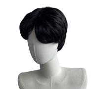 Perruques De Cheveux Synthétiques Courtes Et Droites Postiche Avec Frange Milieu Couvre-chef En Fibre Résistant À La Pour Les Femmes Perruques De Cheveux Synthétiques Résistantes À La