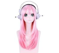 Perruques De Cosplay Anime Pour Super Sonico 80cm De Long Synthétique Lisse Rose Clair Résistant À La Chaleur Pour Femmes Filles Cheveux Synthétiques