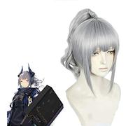 Perruques de Cosplay Arknights Liskarm gris courtes queues de cheval bouclées perruque de cheveux synthétiques en Fiber haute température + casquette de perruque taille unique Liskarm