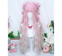 Perruques De Cosplay Lolita Longues Et Bou s Pour Femmes Filles Perruque Bandeau Complet Ondulé Couleur Dégradée Pour La Fête D'halloween (Sakura Rose-rose clair)