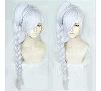 Perruques de Cosplay RWBY Weiss Schnee argent blanc longue perruque de cheveux synthétiques en Fiber résistante à la chaleur avec tresses de prêle détachables